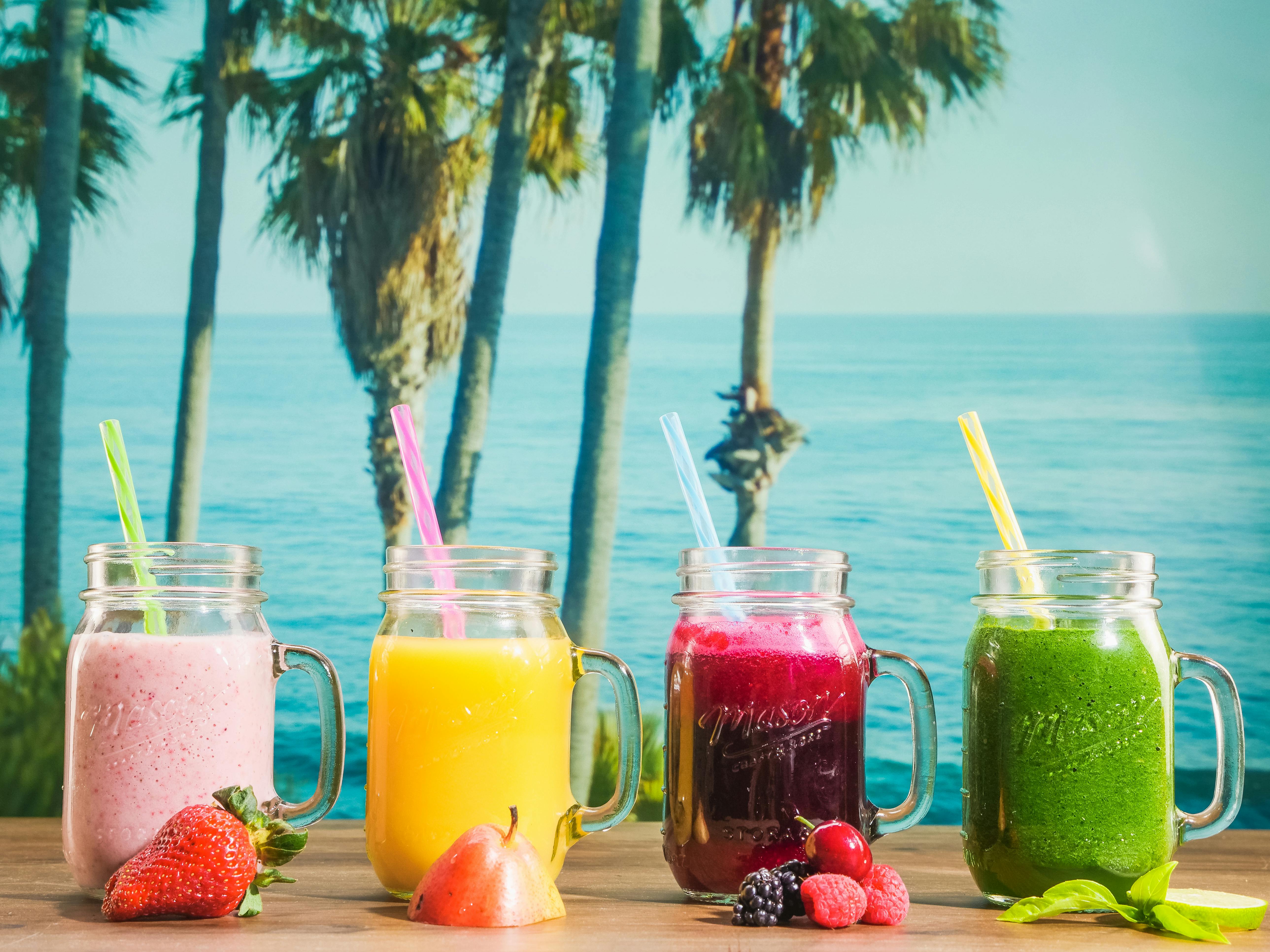 Placeholder image of four different flavors of smoothies