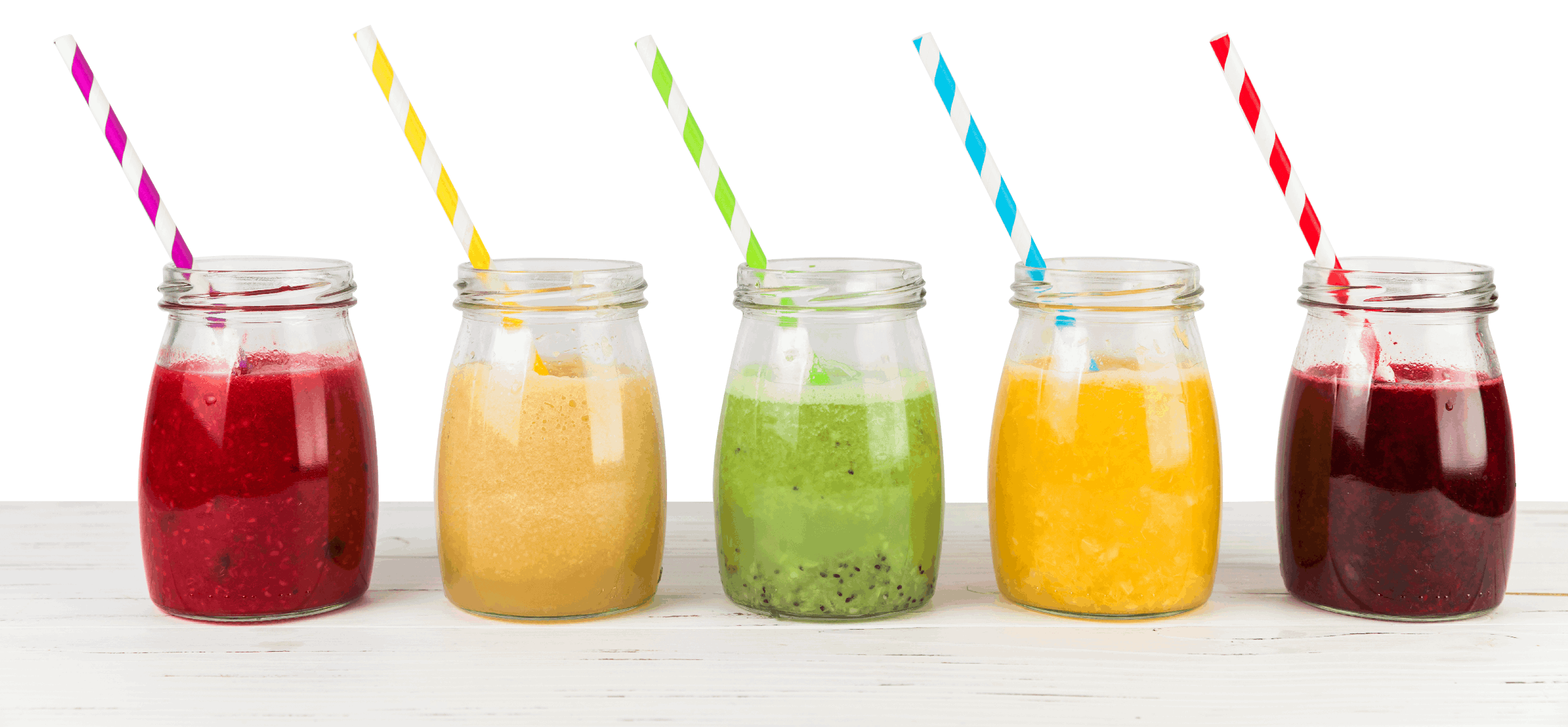 A range of different varieties of smoothies